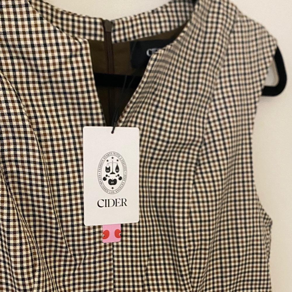 Cider Black, Brown, and White Checkered Mini Dress - Picture 5 of 6